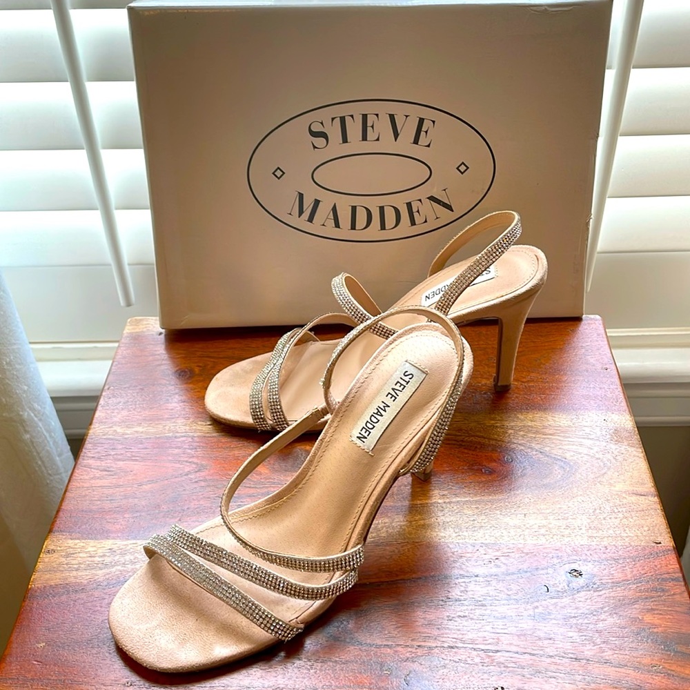 Steve Madden Crystal nude heels.